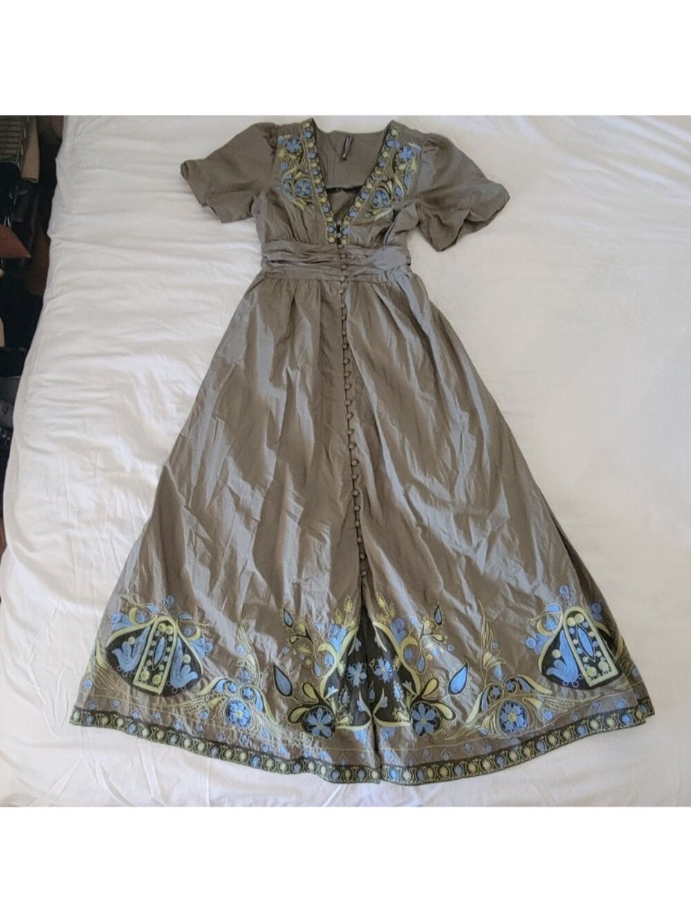 Anthropologie The Katerina Embroidered Maxi Dress Boho Chic Peasant Womens S - Picture 2 of 8